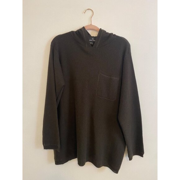 Carole Little Sweaters - Vintage Carole Little Green Women's Hooded Long Sleeve Ribbed Sweater Size 1X